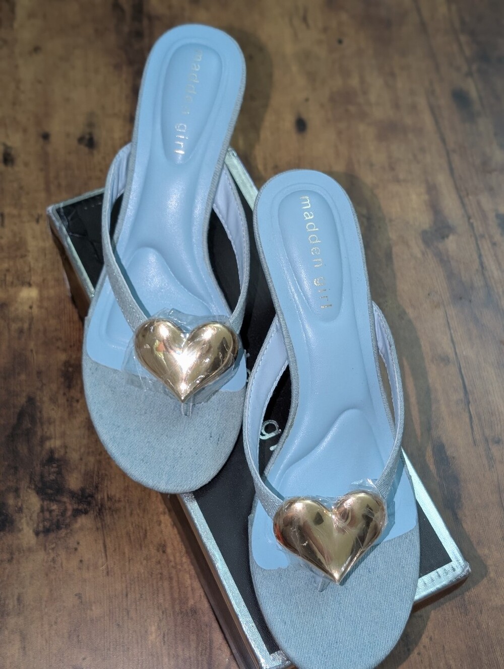 Madden Girl Blue Heart Thong Sandals